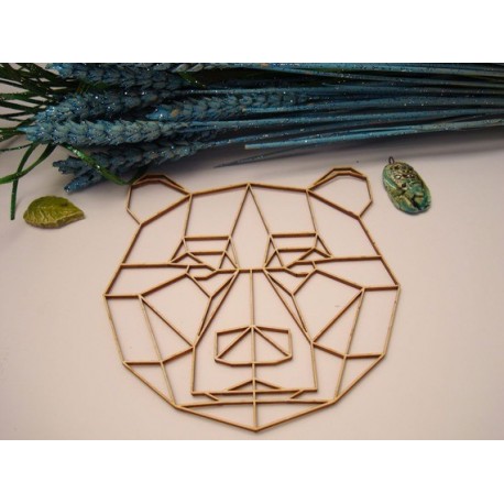 Tête d'ours origami 02057 embellissement en bois pour vos créations