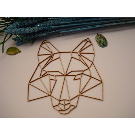 Tête de chien origami 02056 embellissement en bois pour vos créations