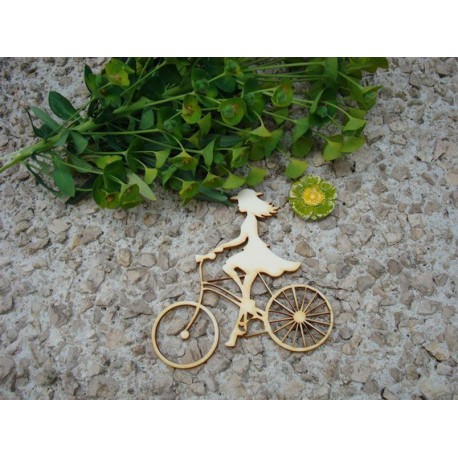 femme au vélo 02031 embellissement en bois pour vos créations