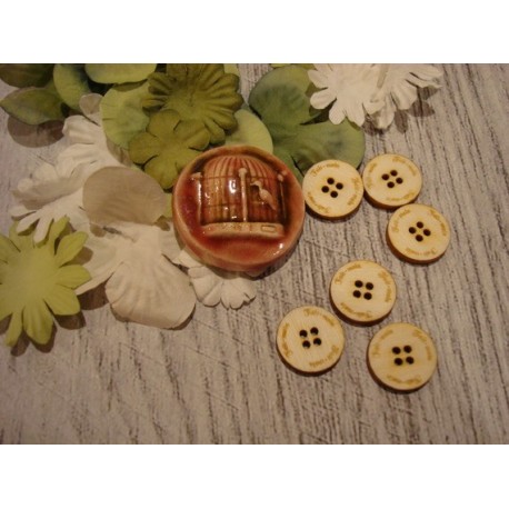 6 boutons diam 1.5 1932 embellissement en bois pour vos créations