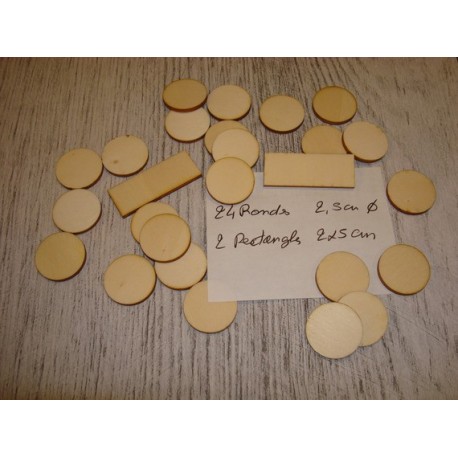 Lot rond et rectangle ba055 embellissement en bois pour vos créations