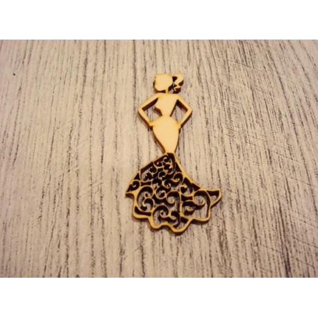 Femme élégante cisellé1221 embellissement en bois pour vos créations