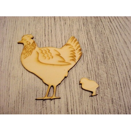 Poule et son poussin 1218 embellissement en bois pour vos créations