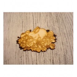 Lapin fleuri 1217 embellissement en bois pour vos créations