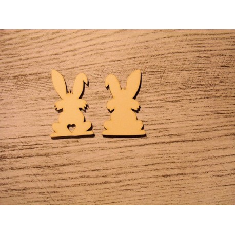 2 petit lapin 1191 embellissement en bois pour vos créations