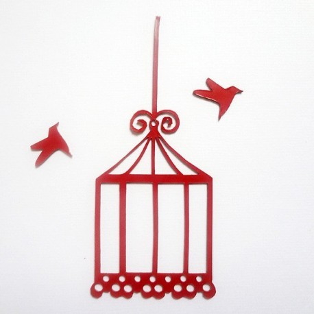 cage et ses oiseaux en plexi pour vos pages de scrapbooking