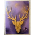 Peinture sur toile avec cerf en relief en bois